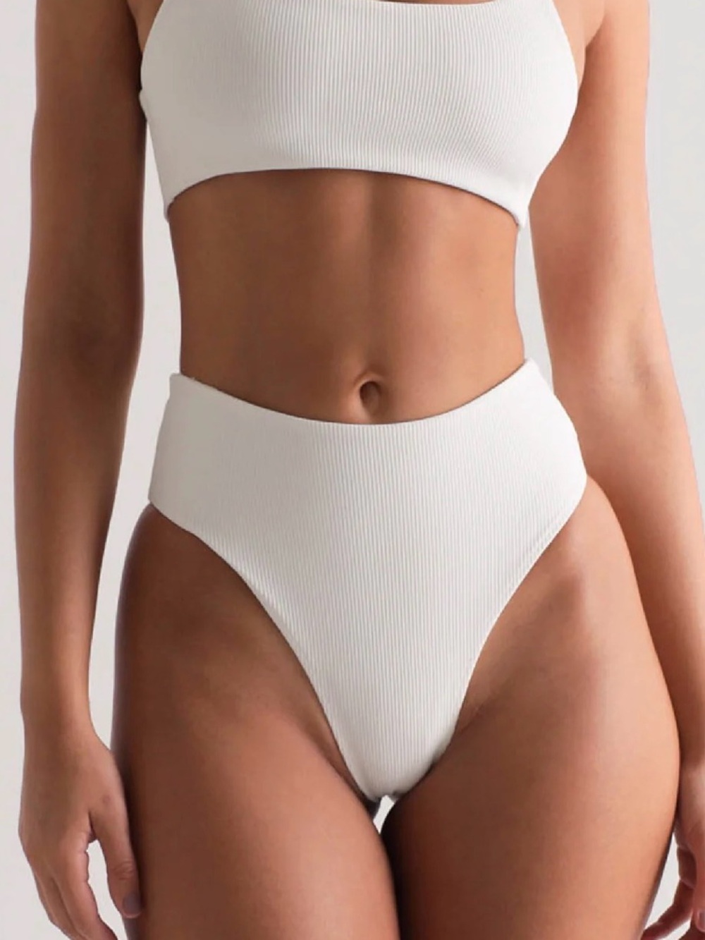 Ribbed High-Waist Cheeky Bikini Bottom